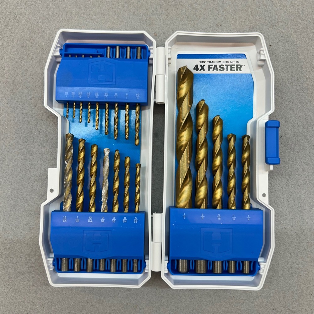 HART 21 Piece Titanium Drill Bit Set with Storage Case 135 Degree Split Point